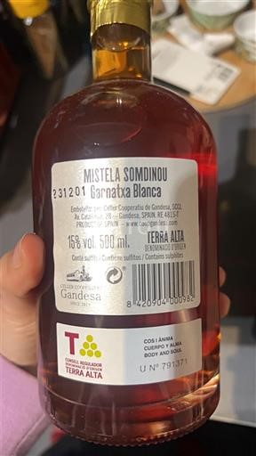 Katalonien Terra Alta Cooperativa de Gandesa Mistela Somdinou Icke årgångsbetecknad