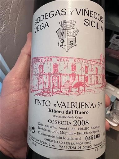 Кастилія і Леон Рибера-дель-Дуеро Vega Sicilia Valbuena 5° 2008