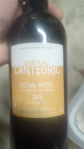 Bordeaux Listrac-Médoc Château Cantegric Prestige 2018