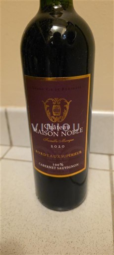 Bordeaux Bordeaux supérieur Château Maison Noble Grande Réserve 2020