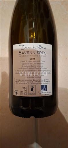 Loiredalen Savennières Domaine Les Barres 2024