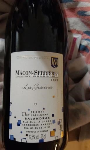 Burgundi Mâcon ja Mâcon-kylät Domaine Balandras Les Gravières 2022