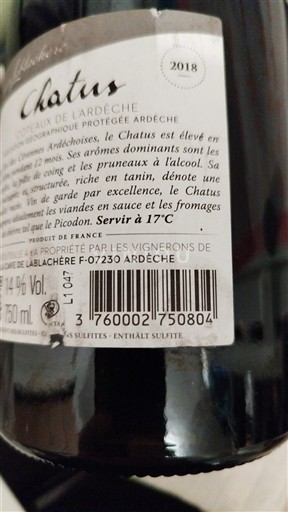 Alpy a Rhonské oblasti Ardèche Les Vignerons de Lablachère Chatus 2018