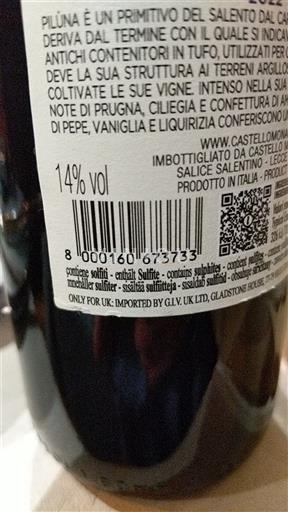 Apulija Salice Salentino Castellomele Piluna Neleten.