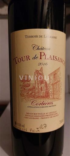 Vinos Rouge sec Château Tour de Plaisance 2016 Francia Languedoc Corbières AOC