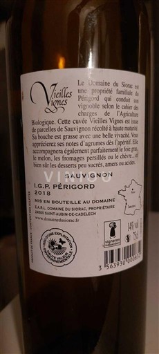 Akvitanien och Charentes Périgord Domaine Siorac Vieilles Vignes 2018