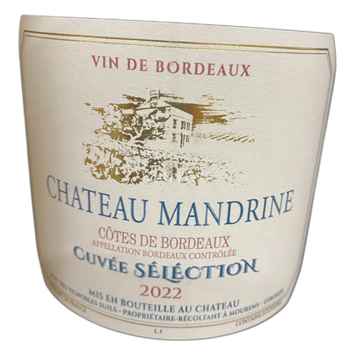 Vin Rouge sec Cuvée Sélection Château Mandrine 2022 France Bordeaux Côtes-de-Bordeaux AOC