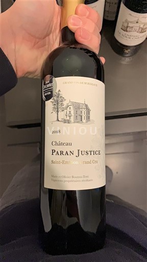 Bordeaux Saint-Émilion Grand Cru Grand Cru Château Paran Justice 2018