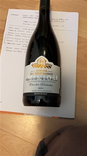 Burgundi Mercurey Premier Cru Domaine Four Bassot Clos des Barraux 2023