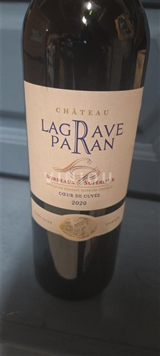 Bordeaux Bordeaux Supérieur Château Lagrave Paran Cœur de 2020