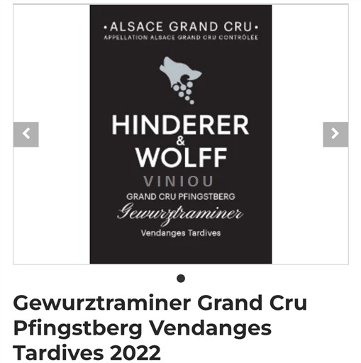 Alsasko Gewürztraminer Vendanges Tardives Hinderer & Wolff Grand Cru Pfingsberg Vendanges Tardives 2022