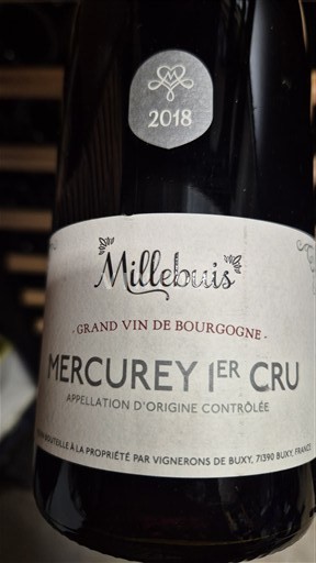Burgundy Mercurey MILLEBUIS - CAVE BUXY PREMIER CRU 2018