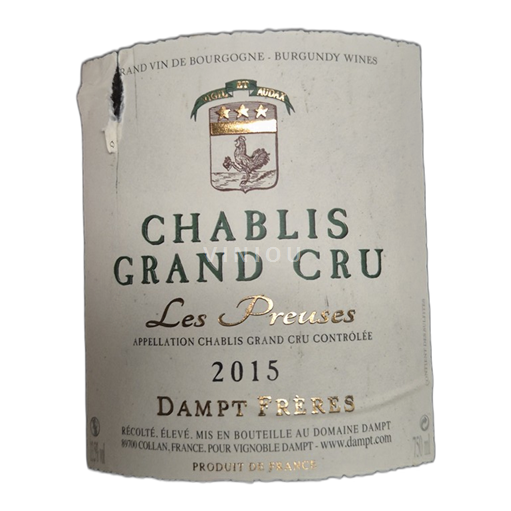 Burgundy Chablis Dampt Frères GRAND CRU 2015