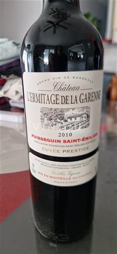 Bordeaux Puisseguin-saint-émilion Château L'Ermitage de la Garenne Prestige 2010