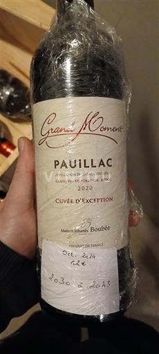 Bordeaux Pauillac Maison Johanès Boubée Grand Moment d’Exception 2020