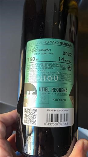 Valencian Community Utiel-Requena Bodegas Hispano Suizas Albariño Finca Casa Julia 2022