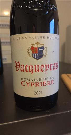 Rhônetal Vacqueyras Domaine La Cyprière 2021