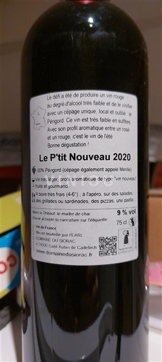 Akvitanien och Charentes Périgord Domaine Siorac Le P'tit Nouveau 2020