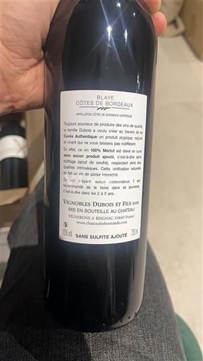 Burdeos Blaye-Côtes de Burdeos Vignobles Dubois et Fils Authentique 2022