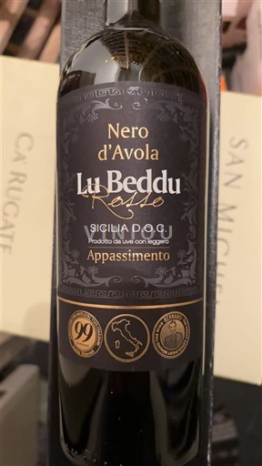 Viner Rouge sec Appassimento Lu Beddu 2022 Italia Sicilia Ikke spesifisert DOC