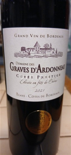 Bordeaux Blaye-Côtes-de-Bordeaux Domaine S Graves d'Ardonneau Prestige 2021