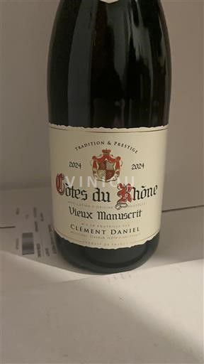 Rhônen laakso Côtes-du-rhône Clément Daniel Vieux Manuscrit 2024