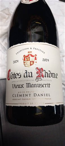 Rhônevallei Côtes-du-rhône Clément Daniel Vieux Manuscrit 2024