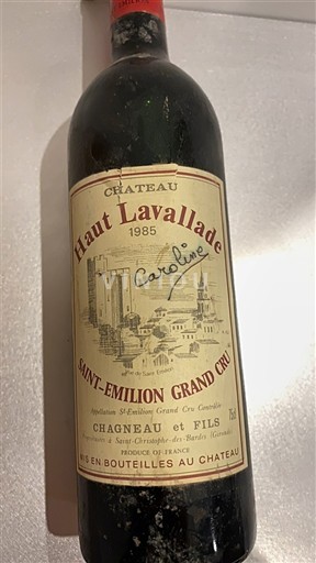 Bordeaux Saint-Émilion Grand Cru Grand Cru Château Haut Lavallade 1985