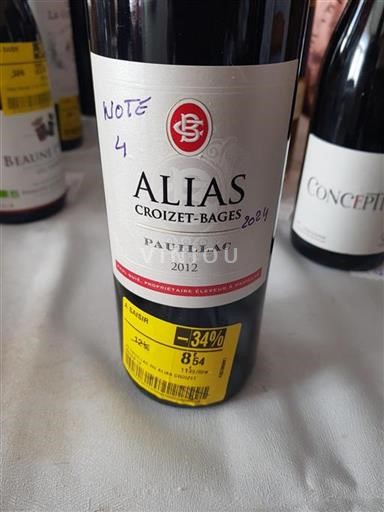Bordeaux Pauillac Croizet-Bages Alias 2012