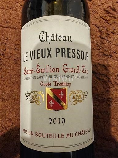 Bordeaux Saint-Émilion Grand Cru Grand Cru Château Le Vieux Pressoir Tradition 2019