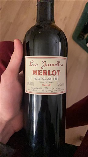 Vine Rouge sec Merlot Les Jamelles 2003 Frankrig Languedoc og Roussillon Pays d'Oc IGP