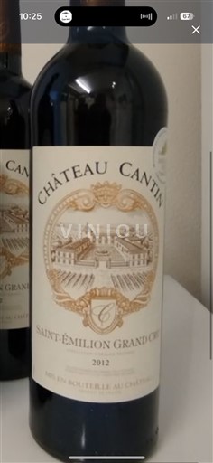 Bordeaux Saint-Émilion Grand Cru Grand Cru Château Cantin 2012
