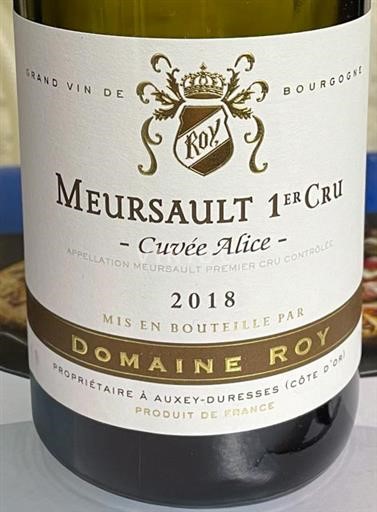 Borgogna Meursault Premier Cru Domaine Roy Alice 2018