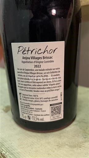 Vallée de la Loire Anjou Villages Brissac Escogriffe Pétrichor 2022