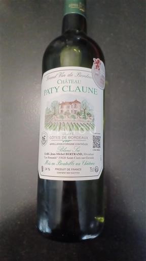 Bordeaux Côtes-de-Bordeaux Château Paty Claune Senza annata