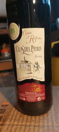 Rhônen laakso Ventoux Clos des Patris Cerise et Réglisse Ei vuosikertaa