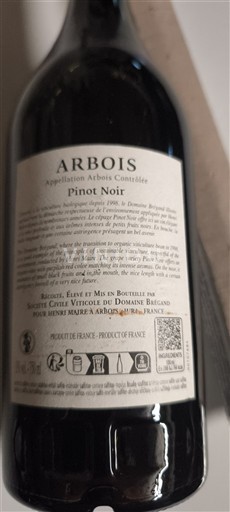 Jura Arbois Domaine Béranger Pinot Noir Sin añada