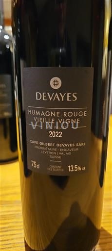 Wallis Nicht spezifiziert Devayes Humagne Rouge Vieille Vigne 2022