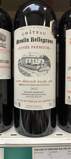 Bordeaux Saint-Émilion Grand Cru Grand Cru Château Moulin Bellegrave Premium 2022