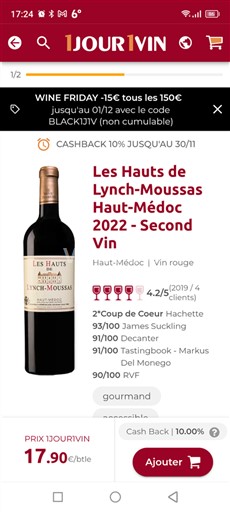 Bordeaux Haut-Médoc Les Hauts de Lynch-Moussas Second Vin 2022