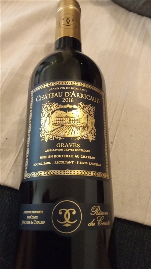Bordeaux Graves Château Arricaud Réserve du Comte 2018