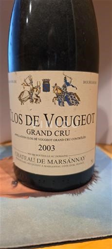 Bourgondië Clos-de-vougeot Grand Cru Château Marsannay 2003