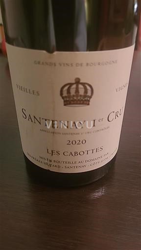 Burgundy Santenay Premier Cru Domaine Jean Pillot Les Cabottes 2020