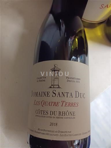 Rhônen laakso Côtes-du-rhône Domaine Santa Duc Les Quatre Terres 2018
