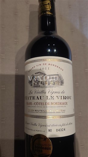 Bordéus Blaye-Côtes-de-Bordéus Château Le Virou Les Vieilles Vignes du Château Le Virou 2011