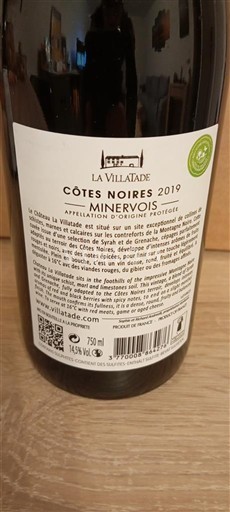 Languedoc Minervois Domaine La Villatade Côtes Noires 2019