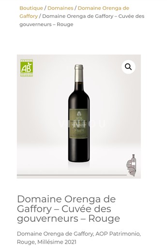 Corsica Patrimonio Domaine Orenga de Gaffory des gouverneurs 2021