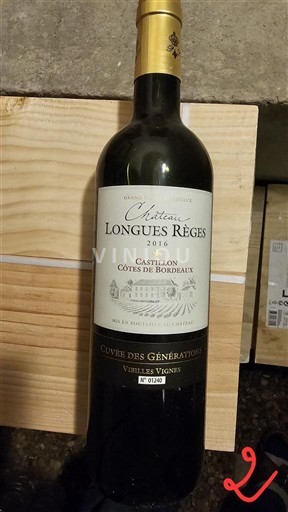 Burdeos Castillon-costas-de-burdeos Château Longues Règes des Générations Vieilles Vignes 2016