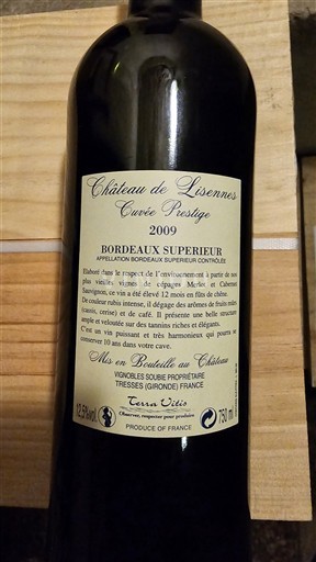 Bordeaux Bordeaux Supérieur Château Lisennes Prestige 2009