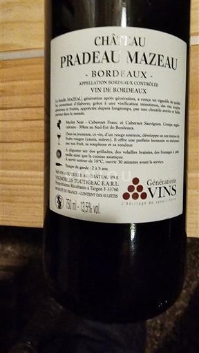 Bordeaux Château Pradeau Mazeau Non Millésimé